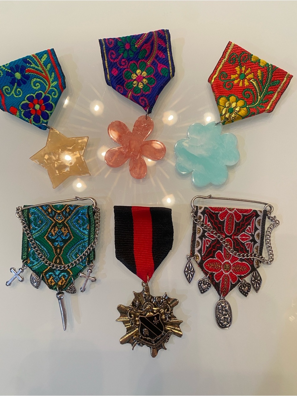 Free People Ribbon Medal Brooch Bundle - Set of 6 NWOT Statement Pins